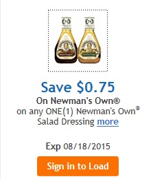 Newman's Own Salad Dressing Coupon at Kroger